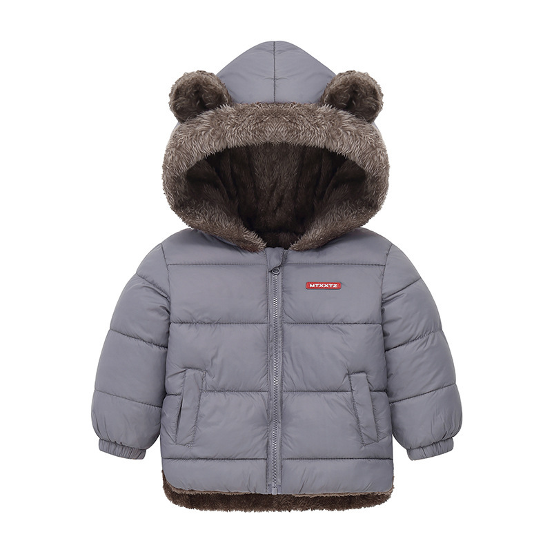 Reversible Baby Winter Coat Cartoon Hooded Plus Velvet, Baby Boys Fleece Jacket, Newborn Outerwear Toddler Girl Parkas