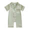 Soft Satin Baby Pajamas Romper, Patchwork Turn-Down Collar Short Sleeve Jumpsuit for Newborn Sleepwear