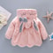 Baby Girl Clothes Long Sleeve Set, Cute Rabbit Hoodie Jacket, Winter Plush Bow Outfit Kids Clothes with Bag