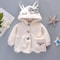Baby Girl Clothes Long Sleeve Set, Cute Rabbit Hoodie Jacket, Winter Plush Bow Outfit Kids Clothes with Bag