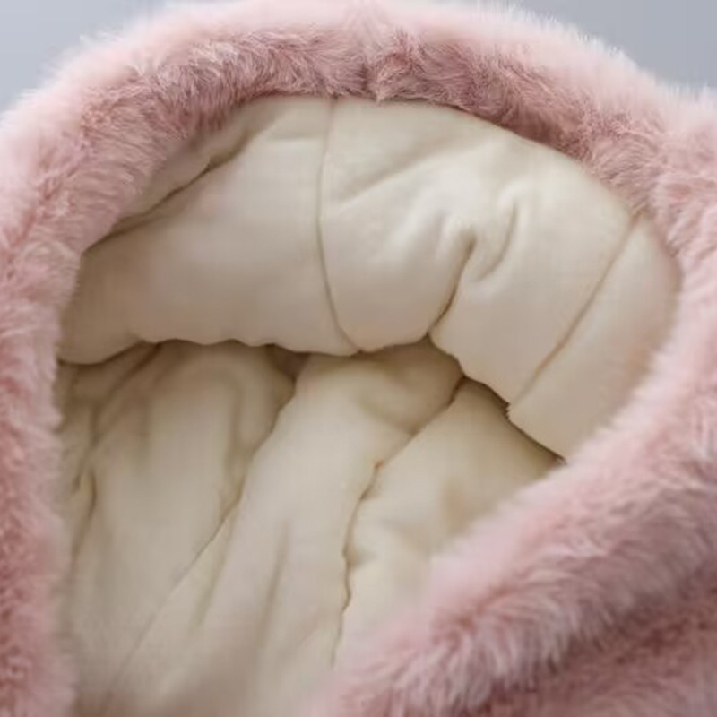Super Warm Winter Girls Coat Mink Fur Padded, Thickened Hooded Coats Long Sleeve, Baby Kids Children Jacket Plush