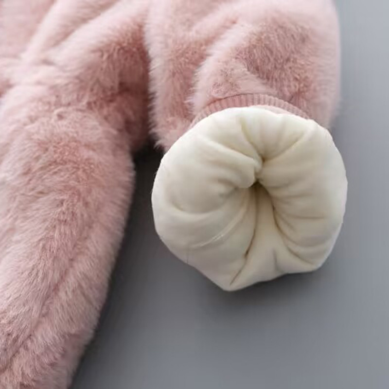 Super Warm Winter Girls Coat Mink Fur Padded, Thickened Hooded Coats Long Sleeve, Baby Kids Children Jacket Plush