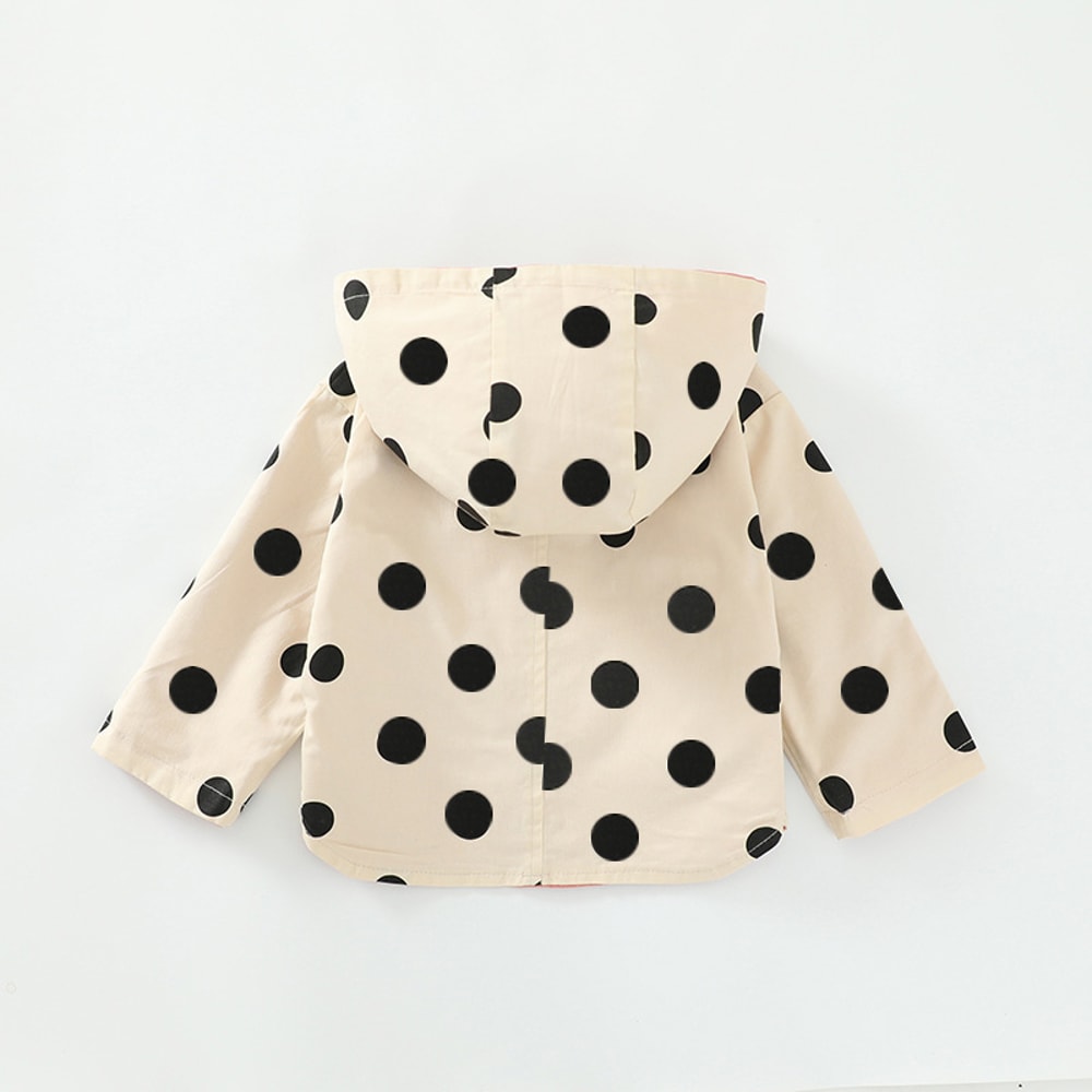 Kids Hooded Clothing Spring Autumn Boys Polka Dot Trench Coat, Children Jackets Girls Double Sided Outerwear Toddler