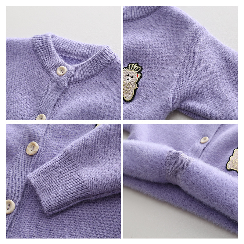 Baby Girl Autumn Knitted Coat, Infant Cotton Sweater Cardigan, Soft Kid Open Stitch Round Collar Coat 1-5 Years