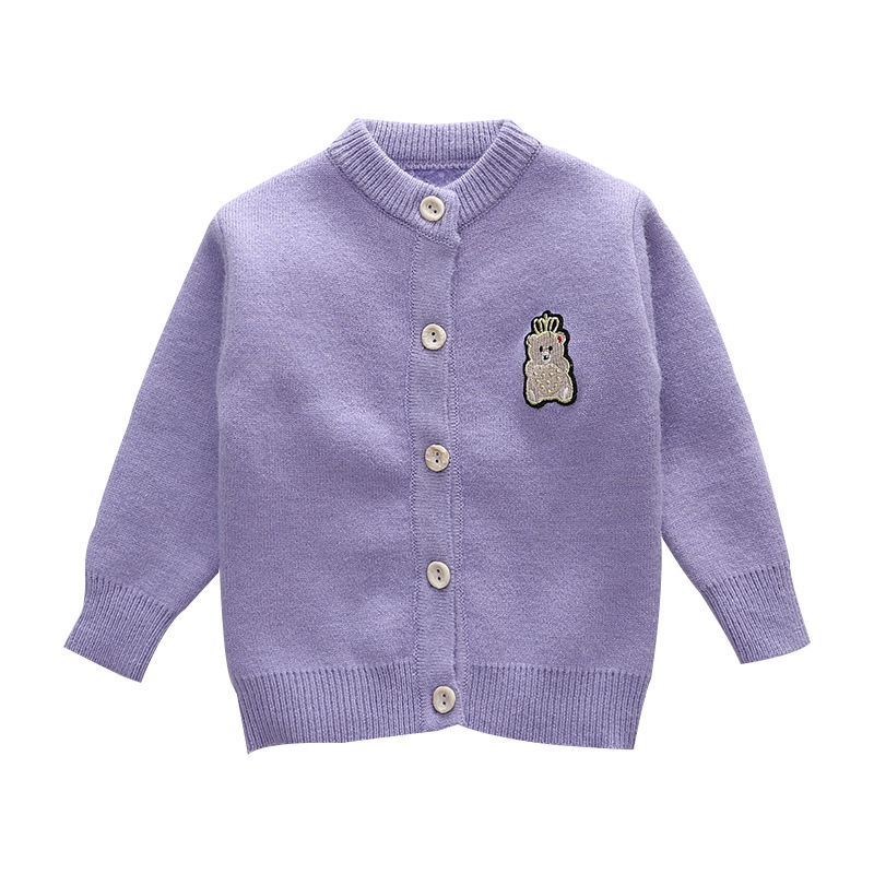 Baby Girl Autumn Knitted Coat, Infant Cotton Sweater Cardigan, Soft Kid Open Stitch Round Collar Coat 1-5 Years