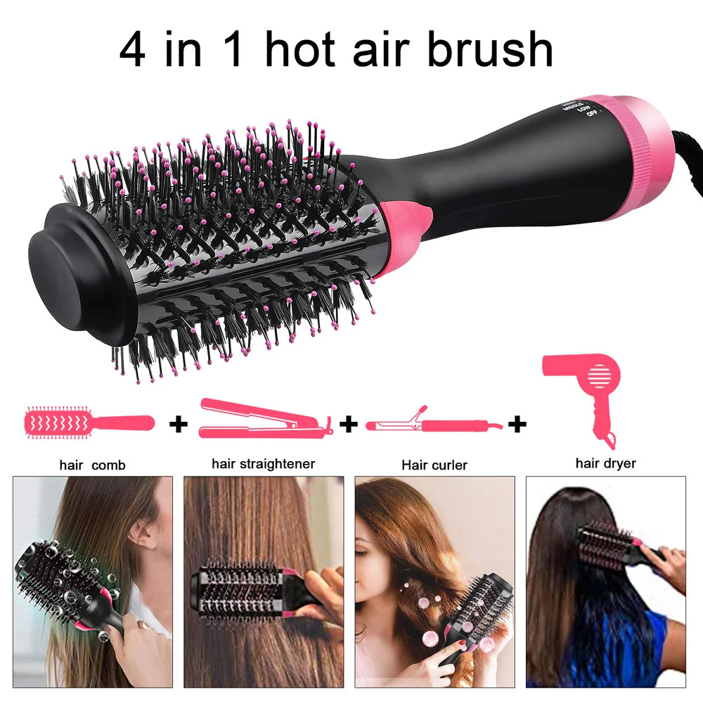 4 In 1 Women Hair Dryer Brush Hair Dryer Straightener Curler Massager One Step Volumizer Hot Air Ha 0