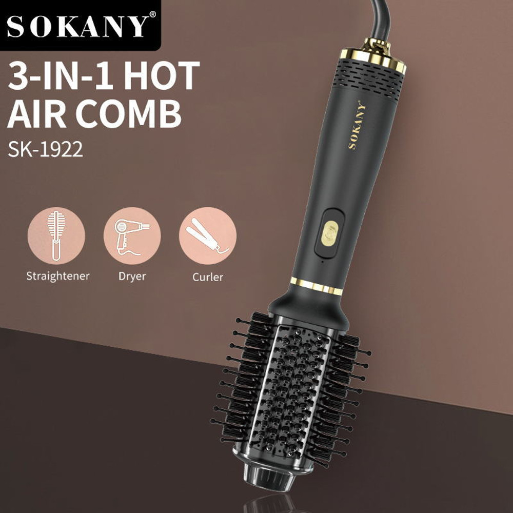 Hot Air Comb Hair Bar Sokany, Negative Ion Quick Drying Hair Brush, Lightweight Styling Tool for Smooth Shine