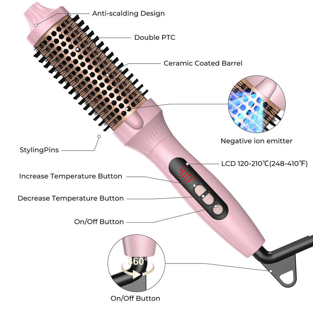 Thermal Brush One Step Hot Air Brush Volumizer, Hair Curler Straightener, Hair Styling Brush, Heated Curling Iron