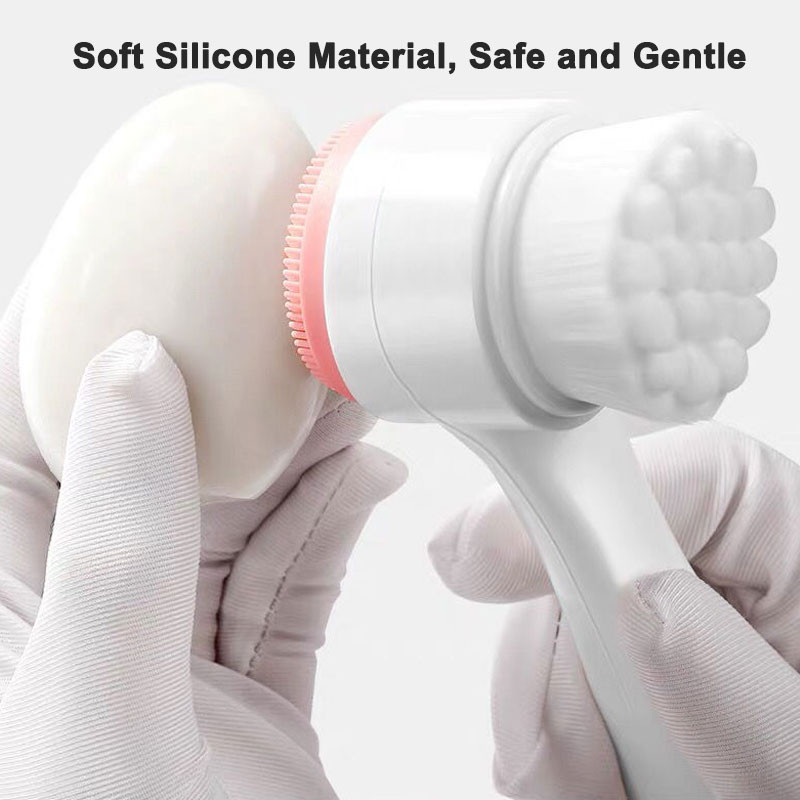 Soft Silicone Double-Sided Facial Brush, Manual Cleansing Brush for Home Use, Deep Pore Facial Cleanser Skin Care Tool