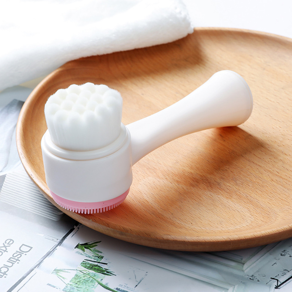 Soft Silicone Double-Sided Facial Brush, Manual Cleansing Brush for Home Use, Deep Pore Facial Cleanser Skin Care Tool