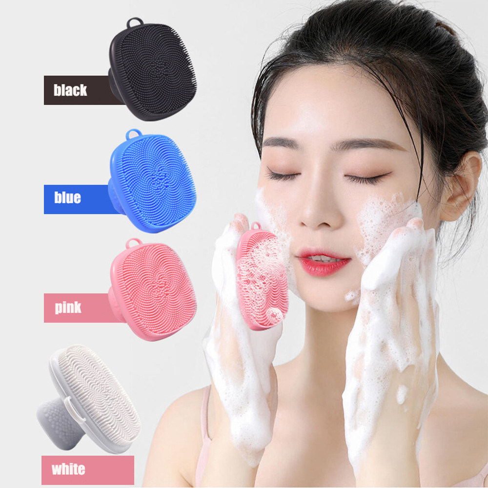 Silicone Face Scrubber Body in 4 Colors, Baby Shower Cleansing Brush, Soft Exfoliating Beard Scrubber for Men