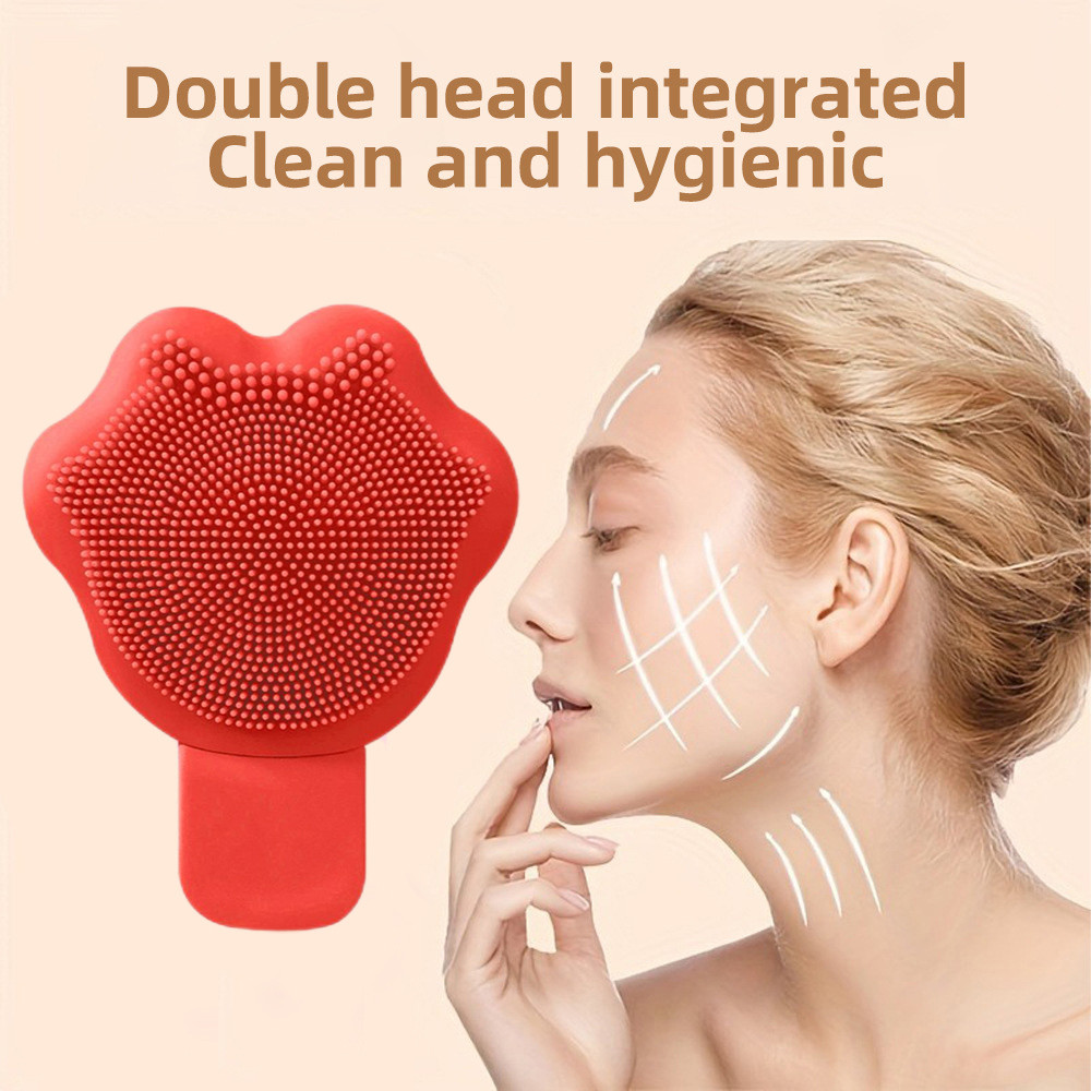 2 in 1 Silicone Facial Cleansing Brush Soft Head, Deep Pore Exfoliation Tool, Gentle Face Cleaner Fragrance Free
