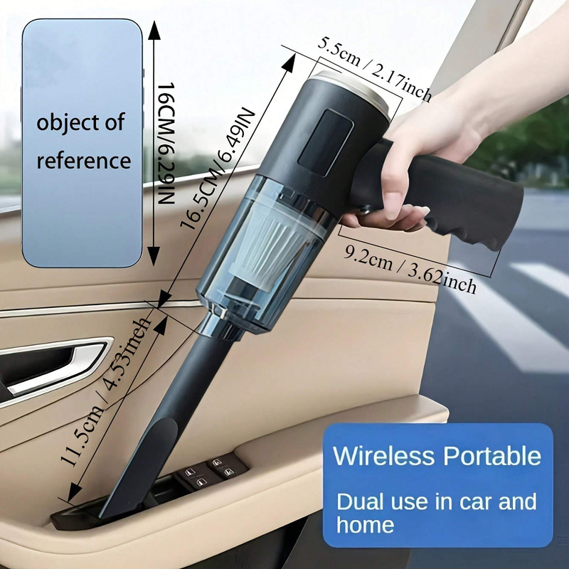 1pc Wireless Vacuum Cleaner for Home and Car, Dual Use, 120W High Power Powerful Vacuum Cleaner Black, Cordless Handheld