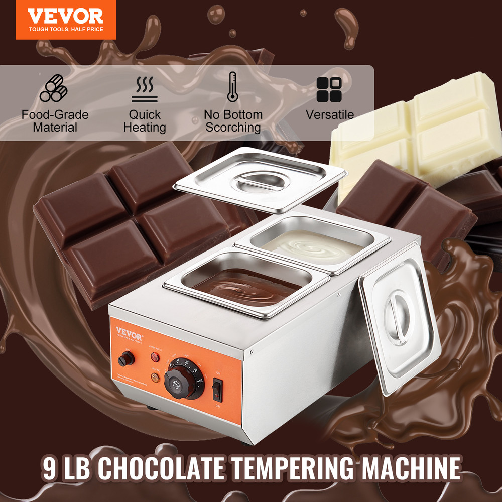 SucceBuy 2 3 Tanks Electric Chocolate Tempering Machine, Chocolate Cascade Melting Pot for Kitchen Appliance Melt Flow