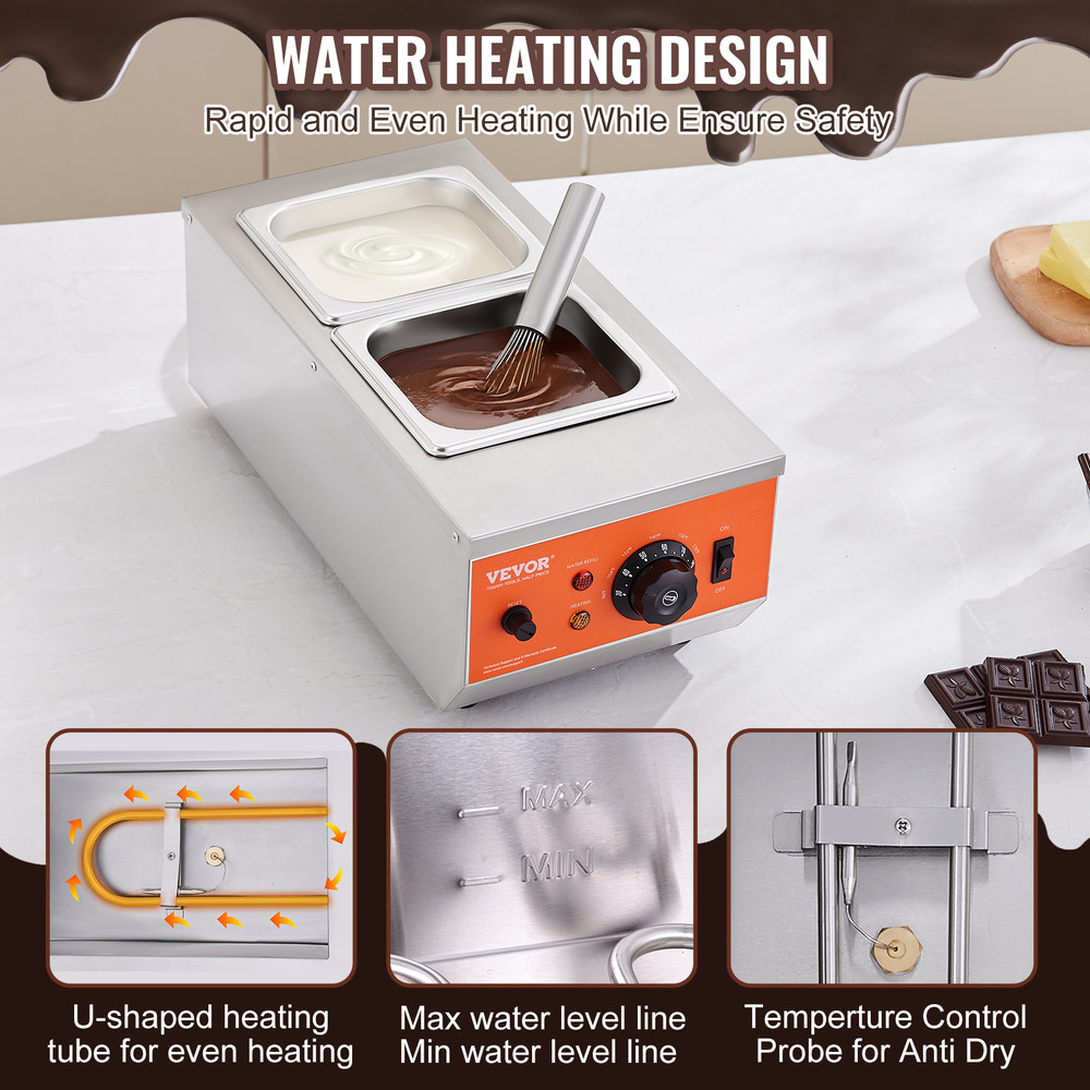 SucceBuy 2 3 Tanks Electric Chocolate Tempering Machine, Chocolate Cascade Melting Pot for Kitchen Appliance Melt Flow