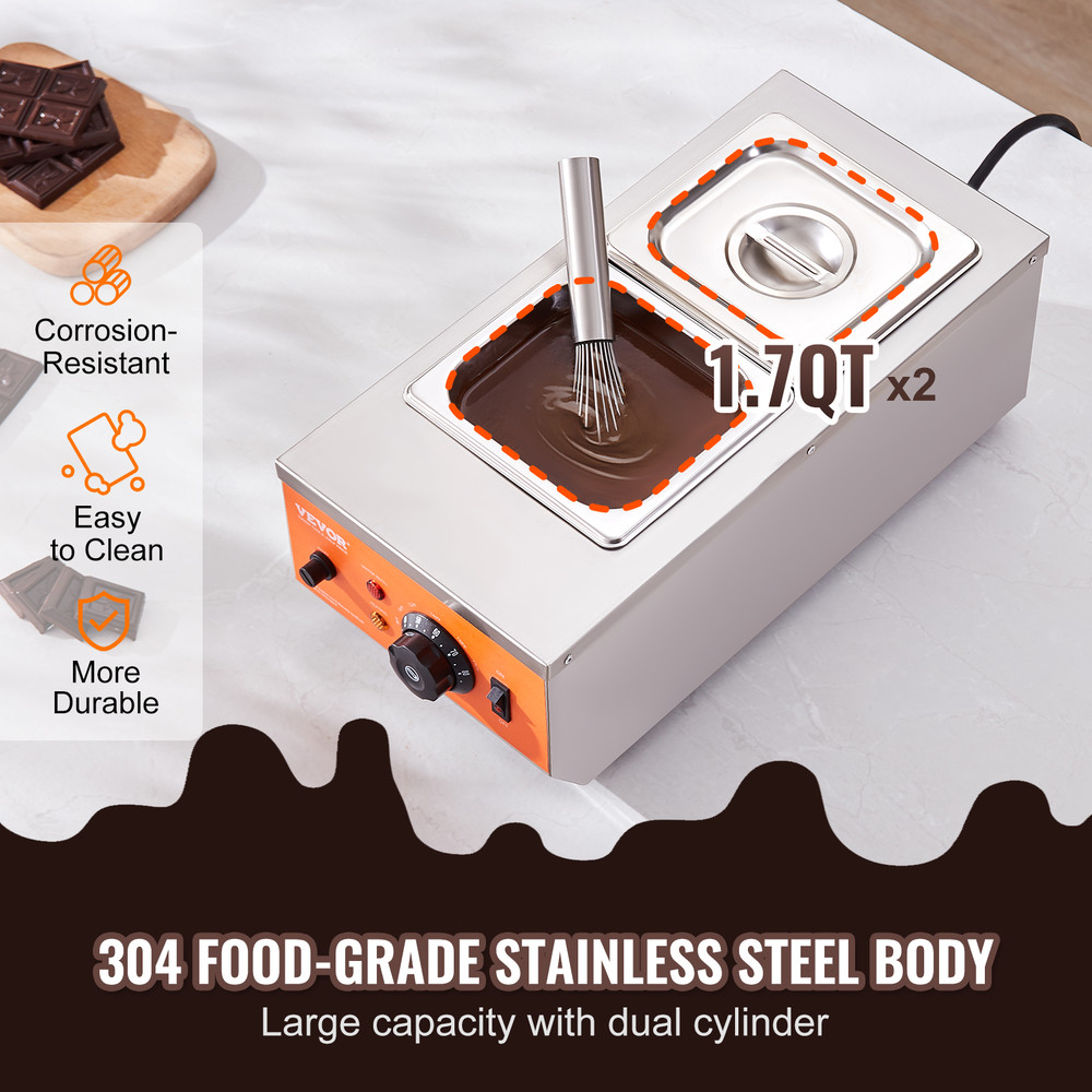 SucceBuy 2 3 Tanks Electric Chocolate Tempering Machine, Chocolate Cascade Melting Pot for Kitchen Appliance Melt Flow