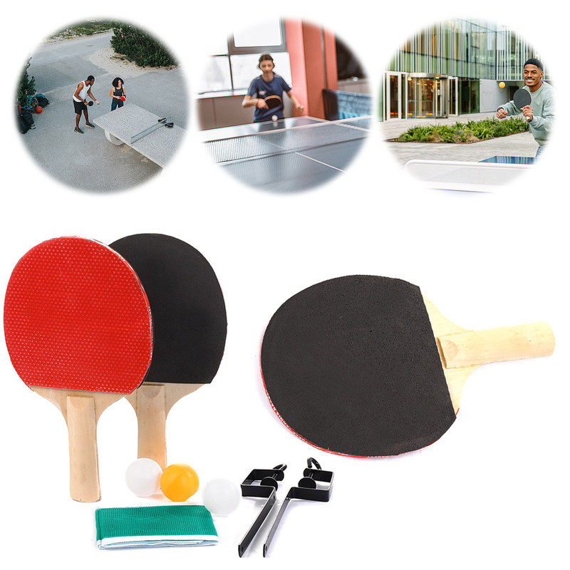Complete Table Tennis Set with Net Post,2 Rackets & 3 Balls for Indoor & Outdoor Play