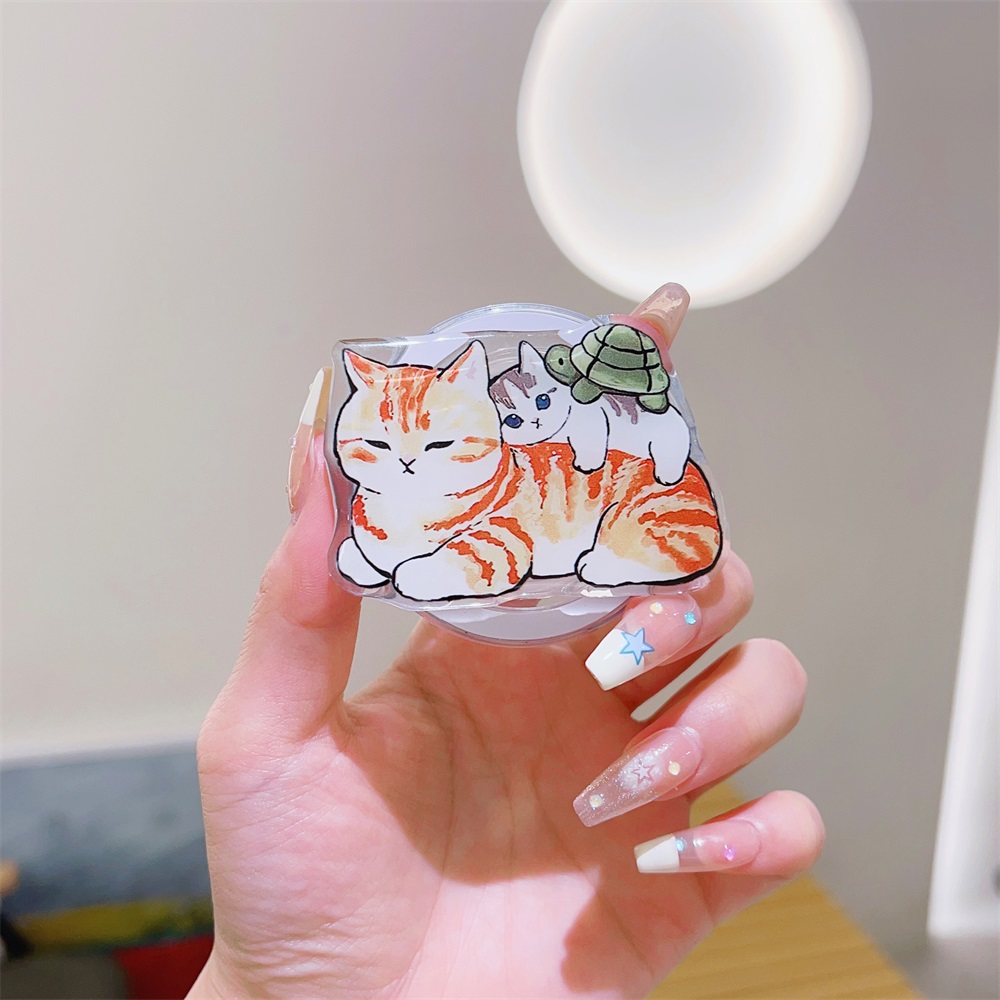 Cute Korean Cartoon Magsafe Magnetic Phone GripTok Stand for iPhone Foldable Wireless Charging Case Holder Ring