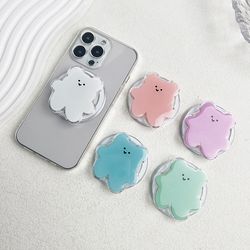 cartoon bear magnetic folding phone grip holder socket pocket support for magsafe iphone samsung mac ring finger