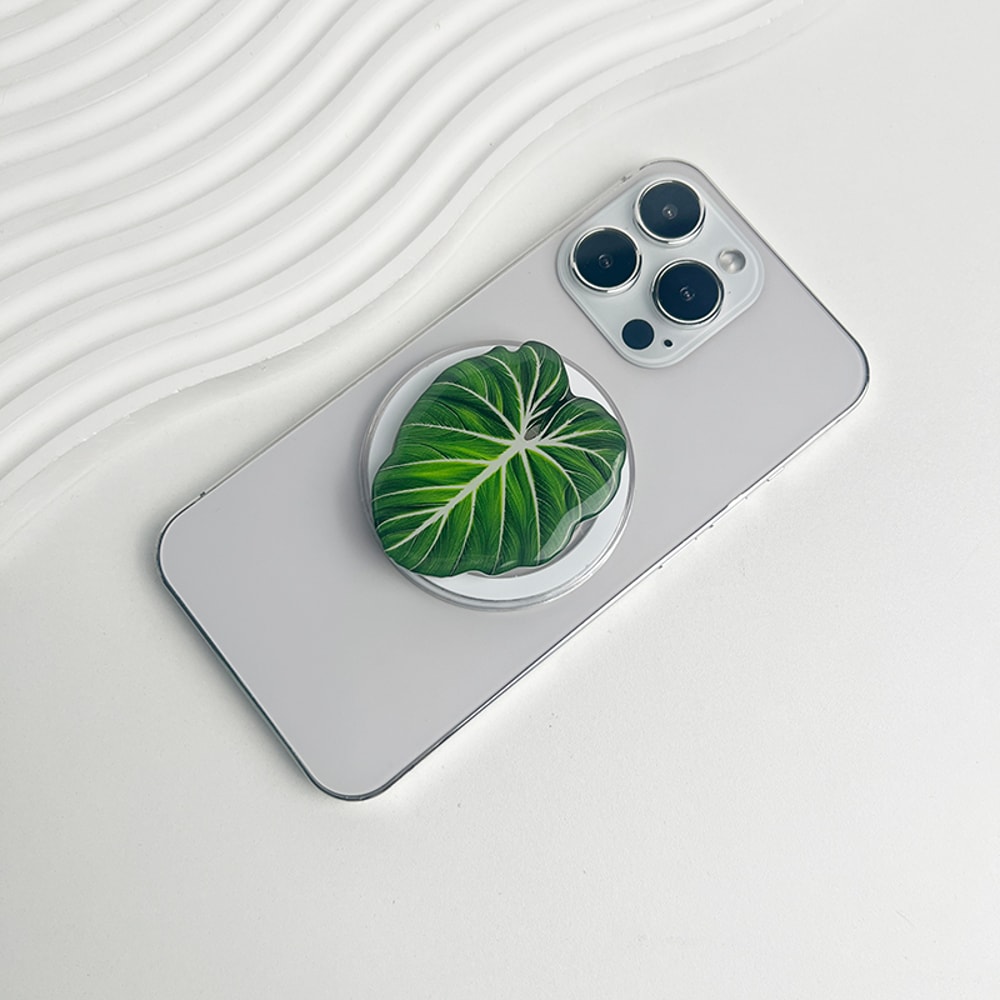 Tropical Leaf Magsafe Phone Grip Holder, Safe Ring Expanding Stand for IPhone Mac Samsung Fashion Decoration
