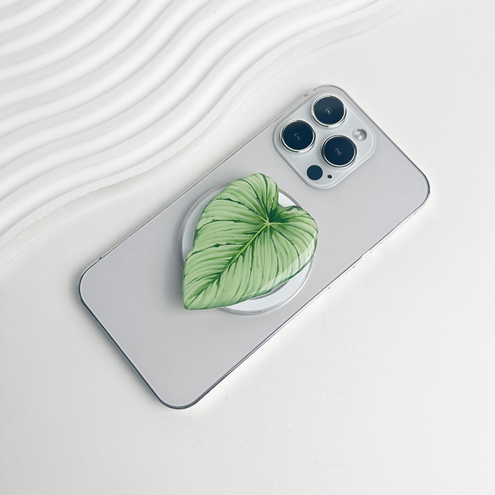 Tropical Leaf Magsafe Phone Grip Holder, Safe Ring Expanding Stand for IPhone Mac Samsung Fashion Decoration