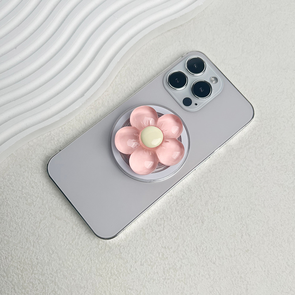Magnetic Cute Floral Retractable Grip For Magsafe IPhone Clear Resin Candy Flower Phone Holder Fold 6