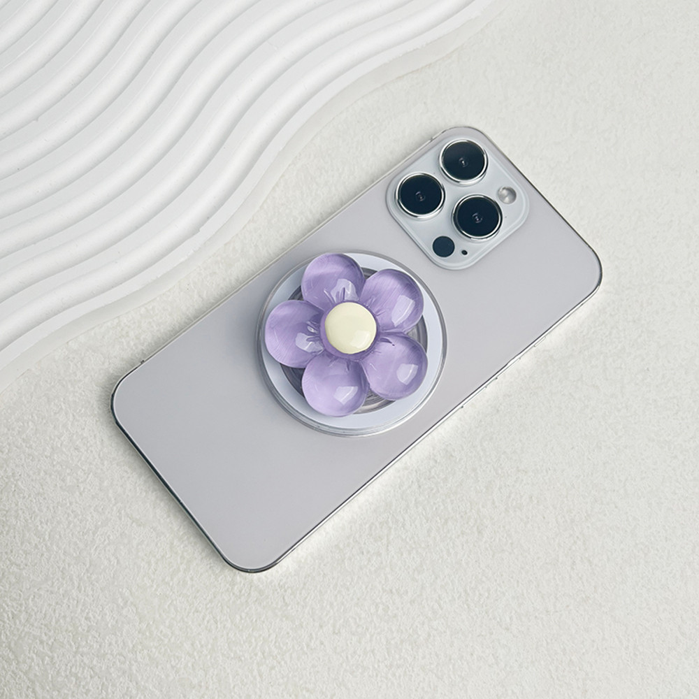 Magnetic Cute Floral Retractable Grip For Magsafe IPhone Clear Resin Candy Flower Phone Holder Fold 8