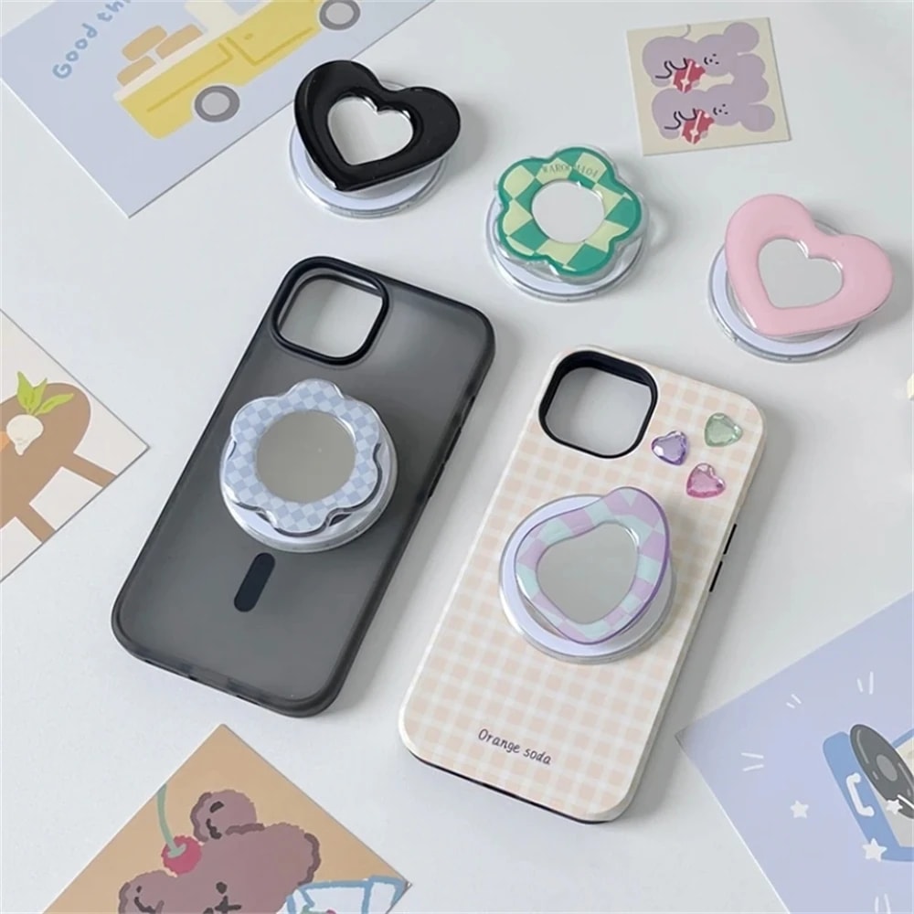 Cute 3D Love Heart Flower For Magsafe Charging Grip Tok For iPhone15 Wireless Case Folding Magnetic Finger Stand