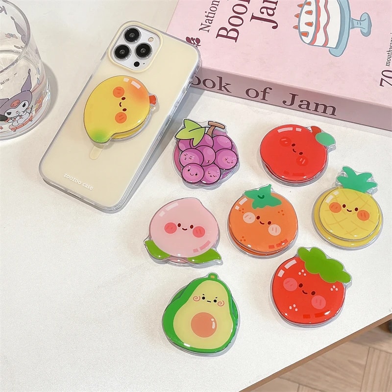 Korean Cute Cartoon Fruit Magnetic Holder Grip Tok Griptok Phone Stand Holder Support iPhone Pad MagSafe Smart Tok