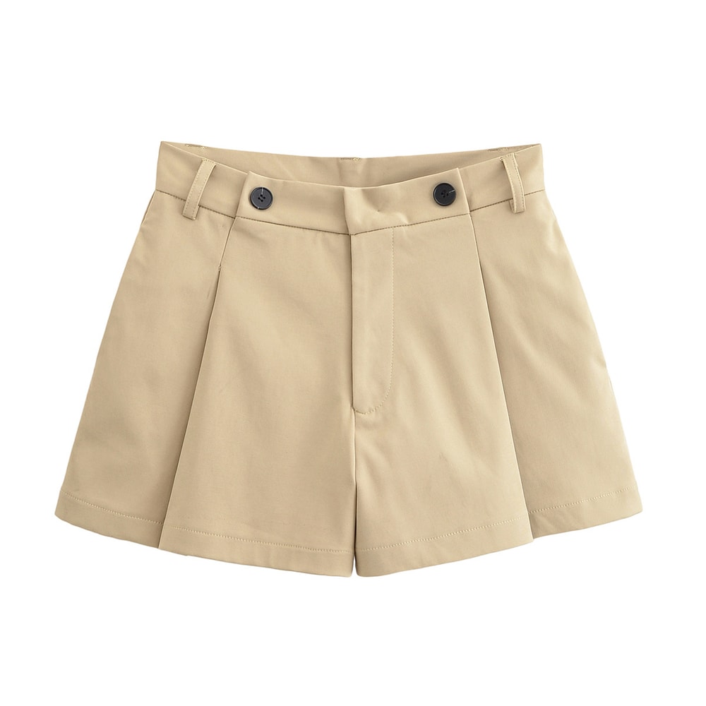 Topenomi Vintage Shorts, Women High Waist Straight Short Pants, Korean Fashion, Versatile Streetwear, Khaki Button Short