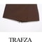 TRAFZA Women's Fashion Asymmetric Culottes, High Waist A Line Elegant Pantskirt with Metal Applique and Side Zipper