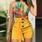 Y2K Summer Shorts for Women, High Waist Solid Denim Shorts with Button Front and Tie Waist