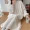 Winter Warm Nightdress for Women, Thickened Flannel Nightgown Long Sleeve, Loose Fit Sleepwear with Double Pocket, Solid