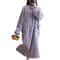 Winter Warm Nightdress for Women, Thickened Flannel Nightgown Long Sleeve, Loose Fit Sleepwear with Double Pocket, Solid