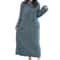 Winter Warm Nightdress for Women, Thickened Flannel Nightgown Long Sleeve, Loose Fit Sleepwear with Double Pocket, Solid