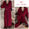 Women's Velour Robe Set, Winter Loungewear, Sexy Cami and Kimono Sleepwear, Warm Burgundy Bathrobe Suit