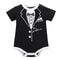 Gentleman Romper for Baby Boys, Newborn Summer Clothing, Cotton Jumpsuit with Tie Print, Short Sleeve Romper