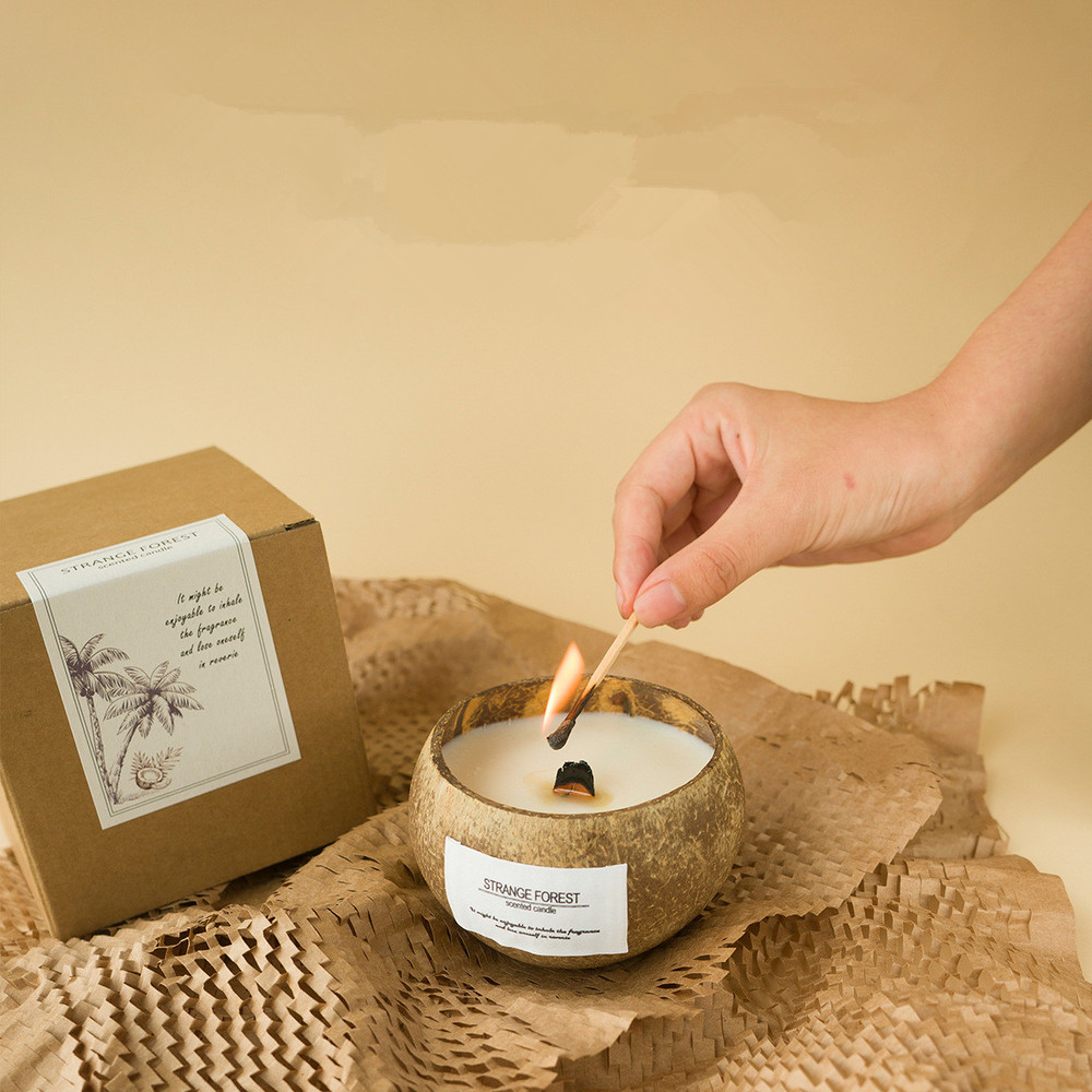 Handmade Coconut Shell Candle, Natural Soy Wax Aromatherapy Candle, Festival Gifts, Home Decoration, Gift