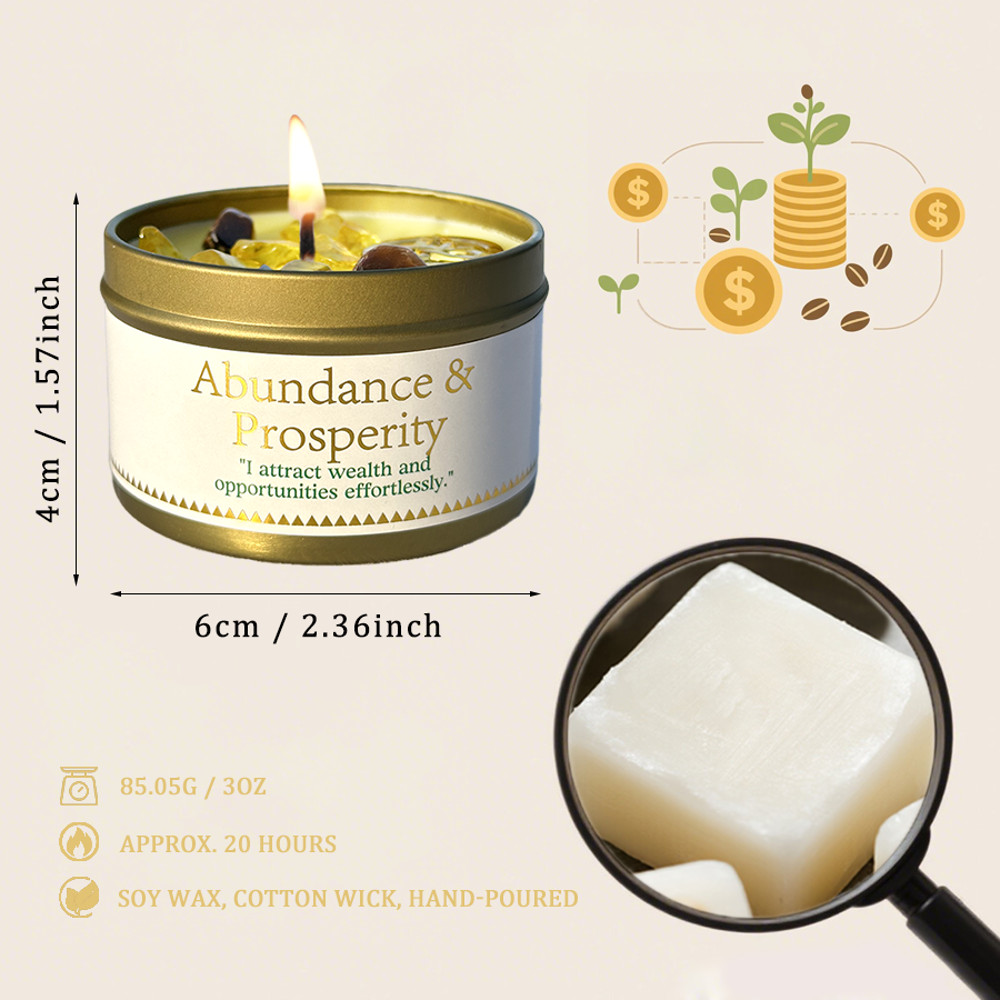 Abundance And Prosperity Ritual Candle Soy Wax Scented Candle With Crystal Home Aromatherapy Gift 1