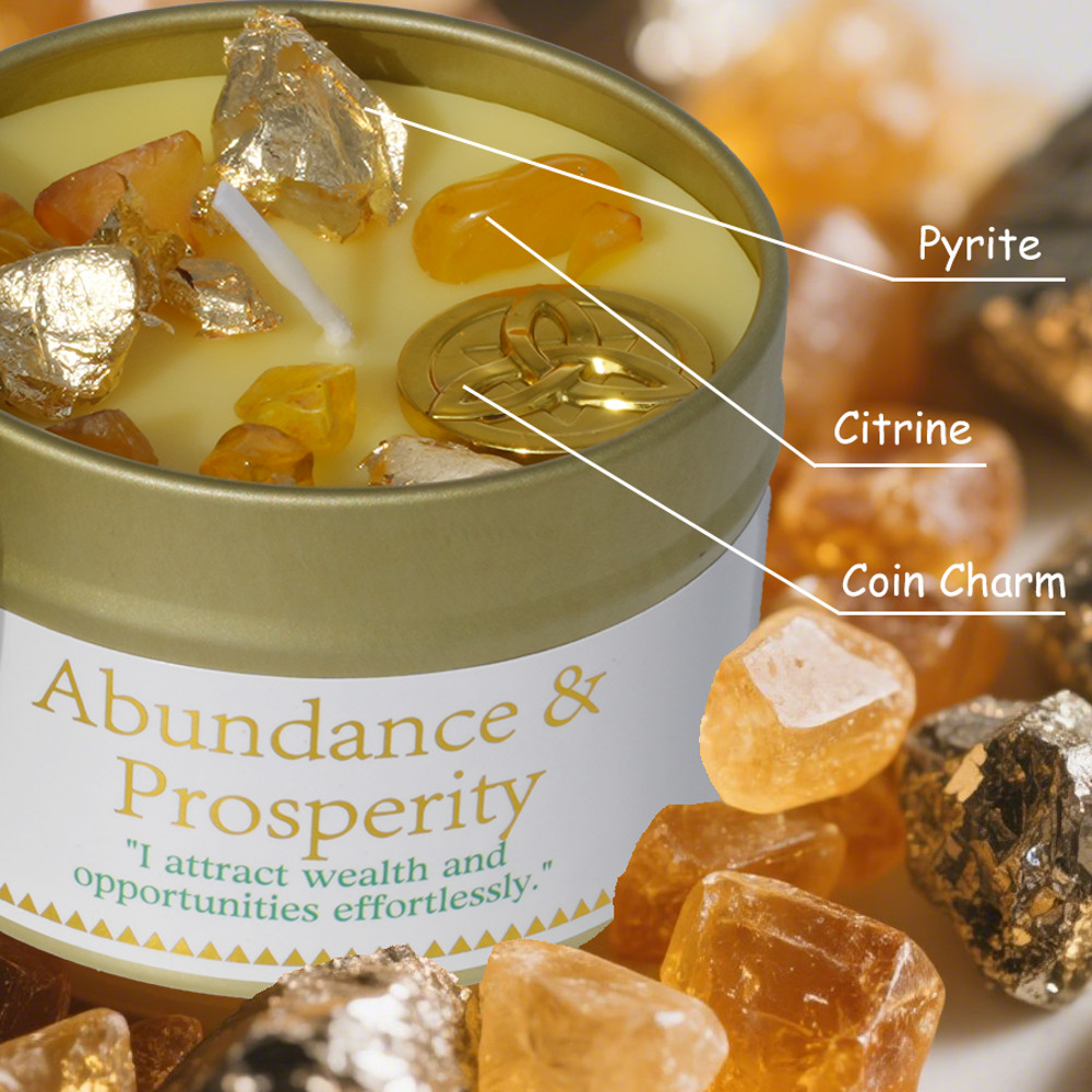 Abundance And Prosperity Ritual Candle Soy Wax Scented Candle With Crystal Home Aromatherapy Gift 2