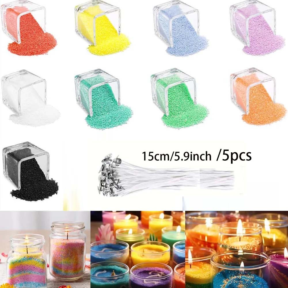 Sand Wax Candle Making Kit, 10 Colors Wax with Wicks, Beginner DIY Craft Kit for Decorative, Layered Candles