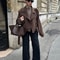 Elegant Grey Peacoat for Women, Long Double Breasted Wool Coat with Belt, Autumn Winter Street Style