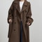 Elegant Grey Peacoat for Women, Long Double Breasted Wool Coat with Belt, Autumn Winter Street Style