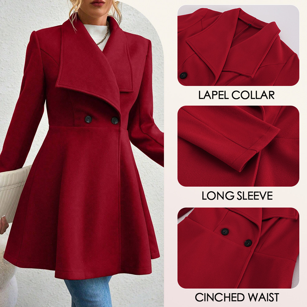 Mia Muse Womens Coat Winter Work Coat Long Sleeve Lapel Blazer Solid Color Outerwear Valentines Day 1