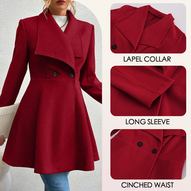 Mia Muse Womens Coat Winter Work Coat Long Sleeve Lapel Blazer Solid Color Outerwear Valentines Day 1