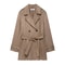 Womens Trench Coat Autumn Fall Jacket With Lapel And Pockets Suede Effect Windbreaker 4