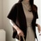 Women's Winter Wrap Coat, Thickened Polyester Fiber, Pure Color No Button Design, Autumn Office Style