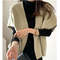 Women's Winter Wrap Coat, Thickened Polyester Fiber, Pure Color No Button Design, Autumn Office Style