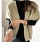 Women's Winter Wrap Coat, Thickened Polyester Fiber, Pure Color No Button Design, Autumn Office Style