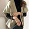 Women's Winter Wrap Coat, Thickened Polyester Fiber, Pure Color No Button Design, Autumn Office Style